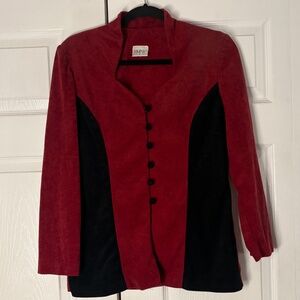 Maroon and black accented blazer